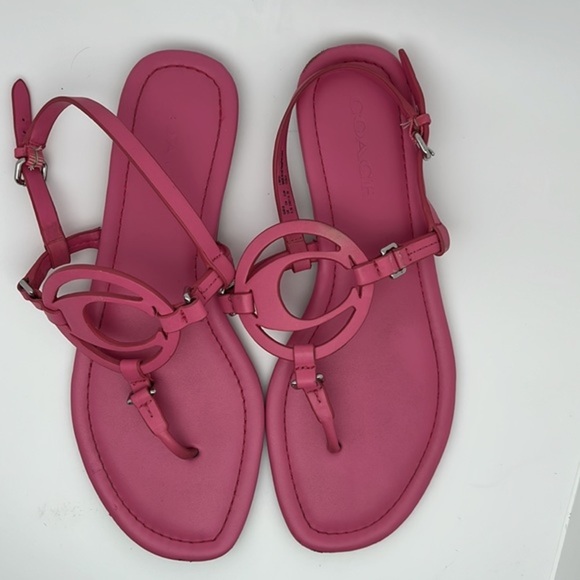 COACH Jeri Hot Pink‎ Leather Thong Sandals Size 8.5 - Picture 12 of 12
